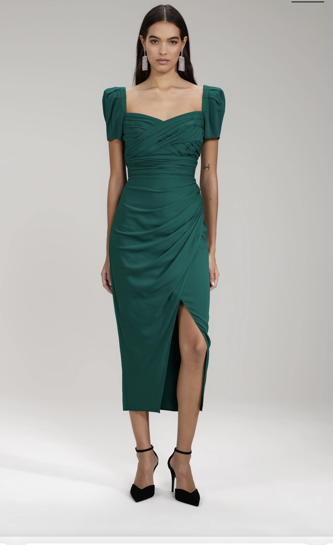 Designer rental Self Portrait Draped Crepe Midi Dress