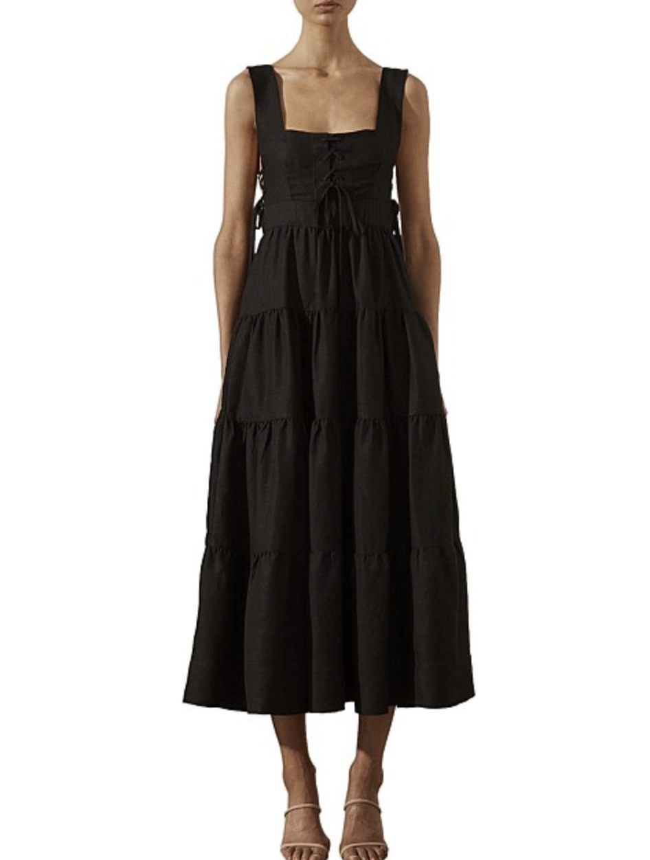 Rent a Shona Joy Blanca Lace Up Tiered Midi Dress