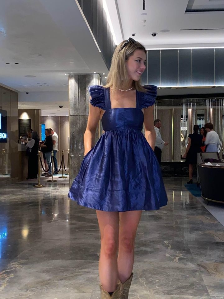 Hire a Aje Aje Revitalise Frill Mini Dress Indigo