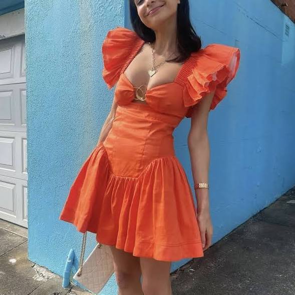 Rental Aje Simone Frill Sleeve Mini Dress