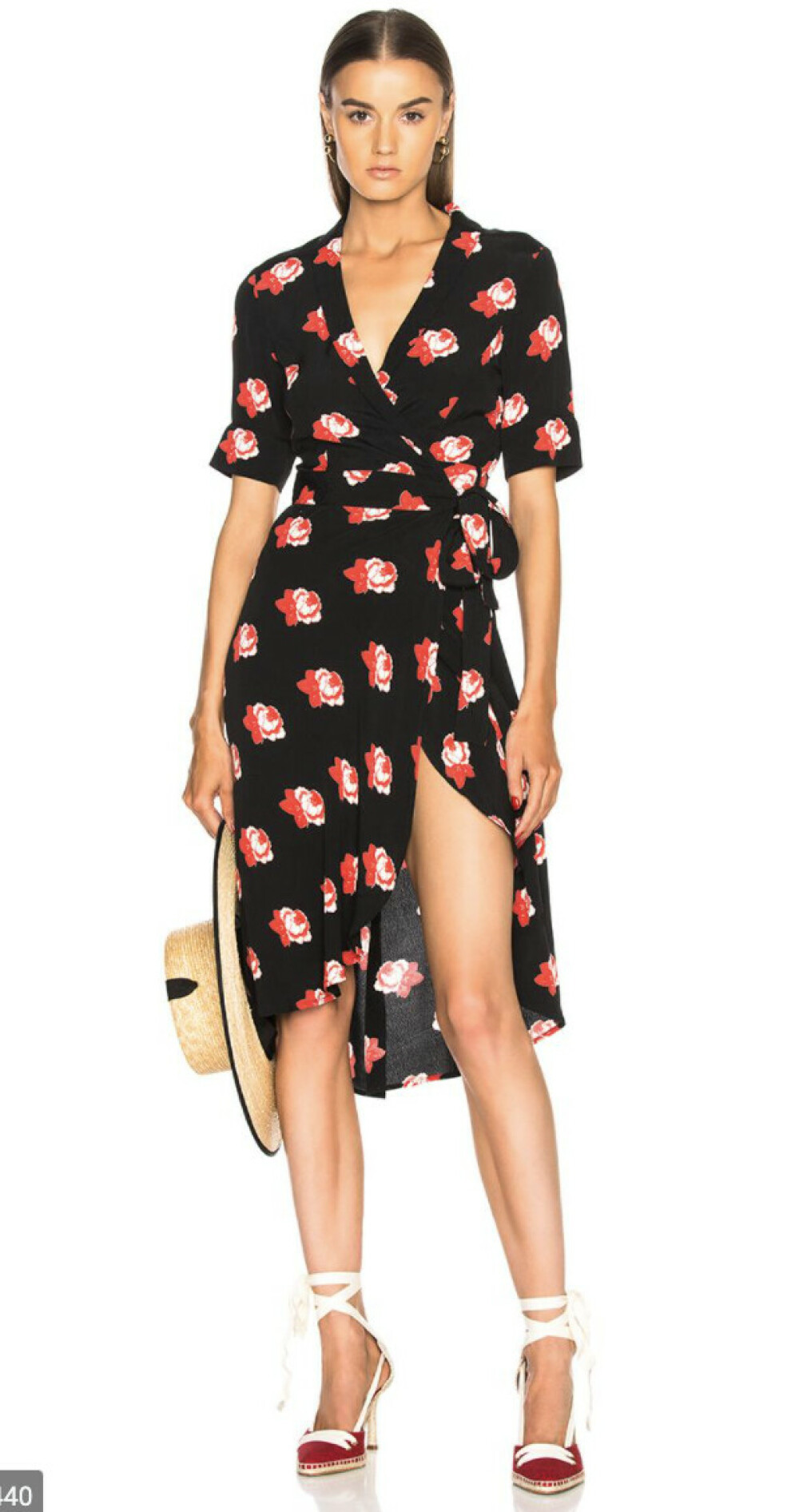 Rent a Ganni Harley Black Red Floral Wrap Crepe Dress