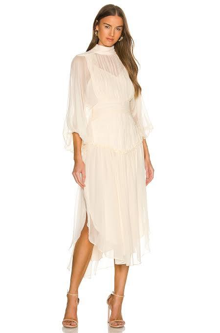 Borrow a Shona Joy Iris Long Sleeve Open Back Midi Dress Cream Size 8