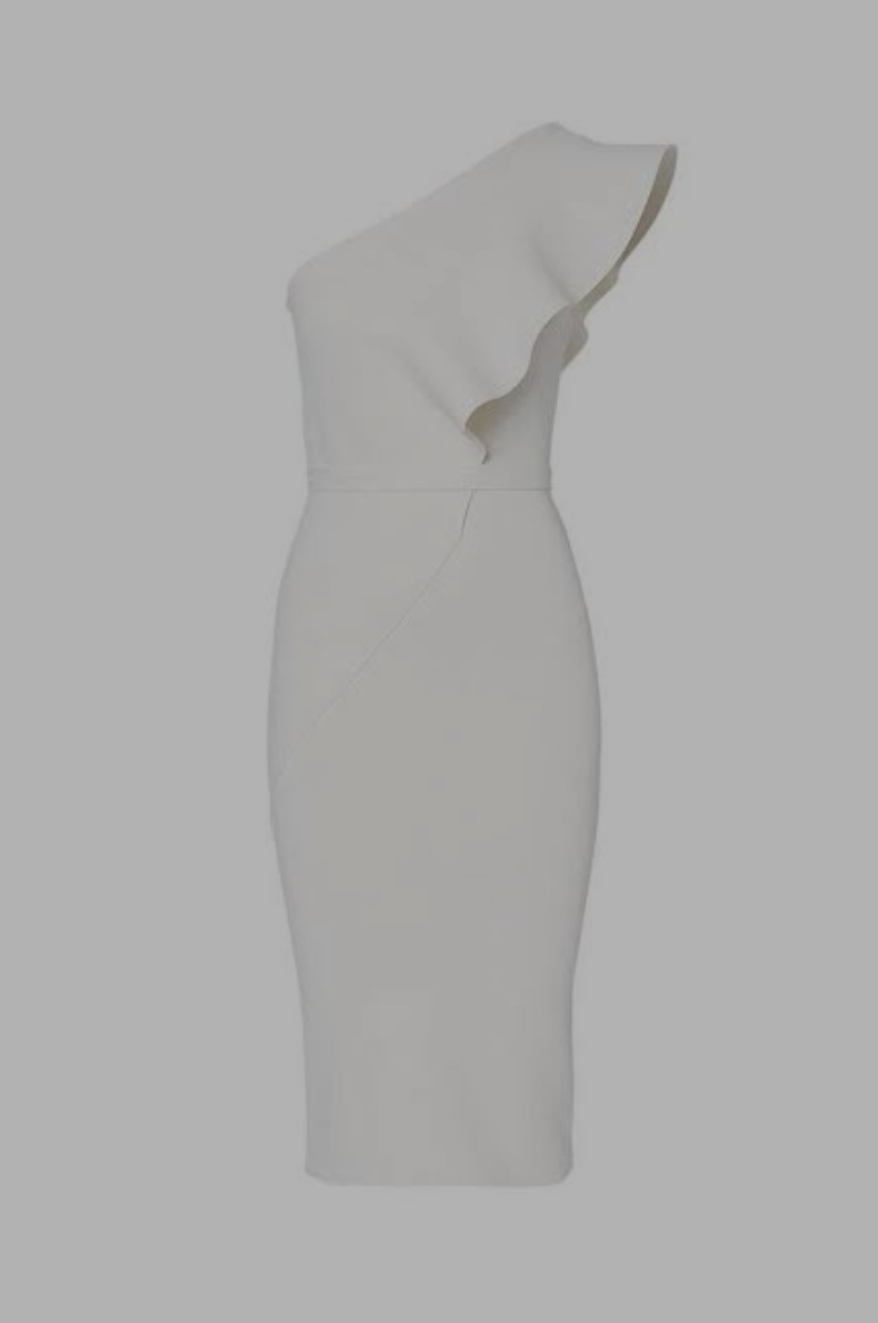 Rental Scanlan Theodore Crepe Knit Ruffle Dress