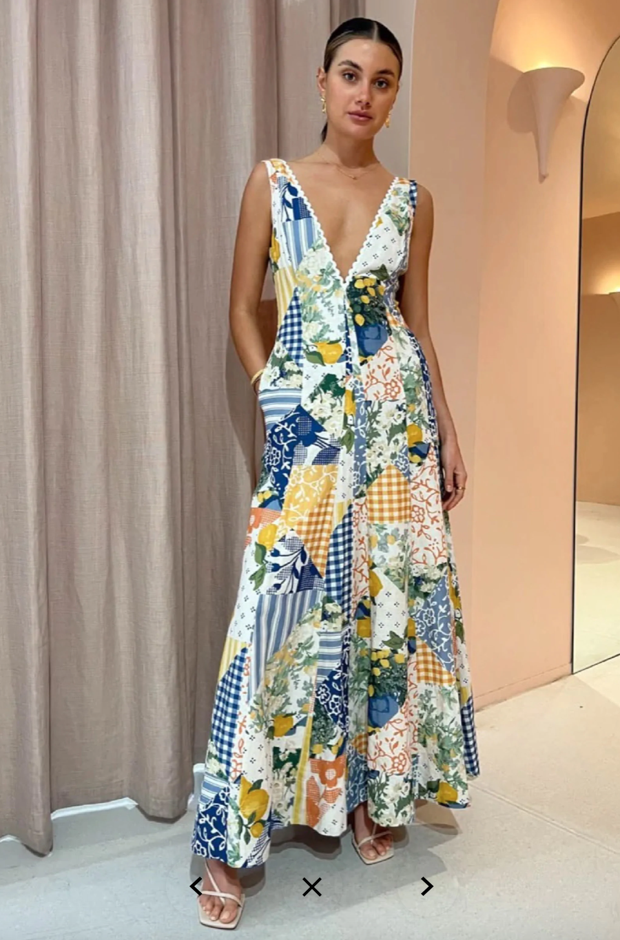 Formal rental By Nicola Wavy Maxi Dress In Lemon Patchwork