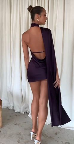 Rental House Of Cb Aida Night Shade Asymmetric Wrap Neck