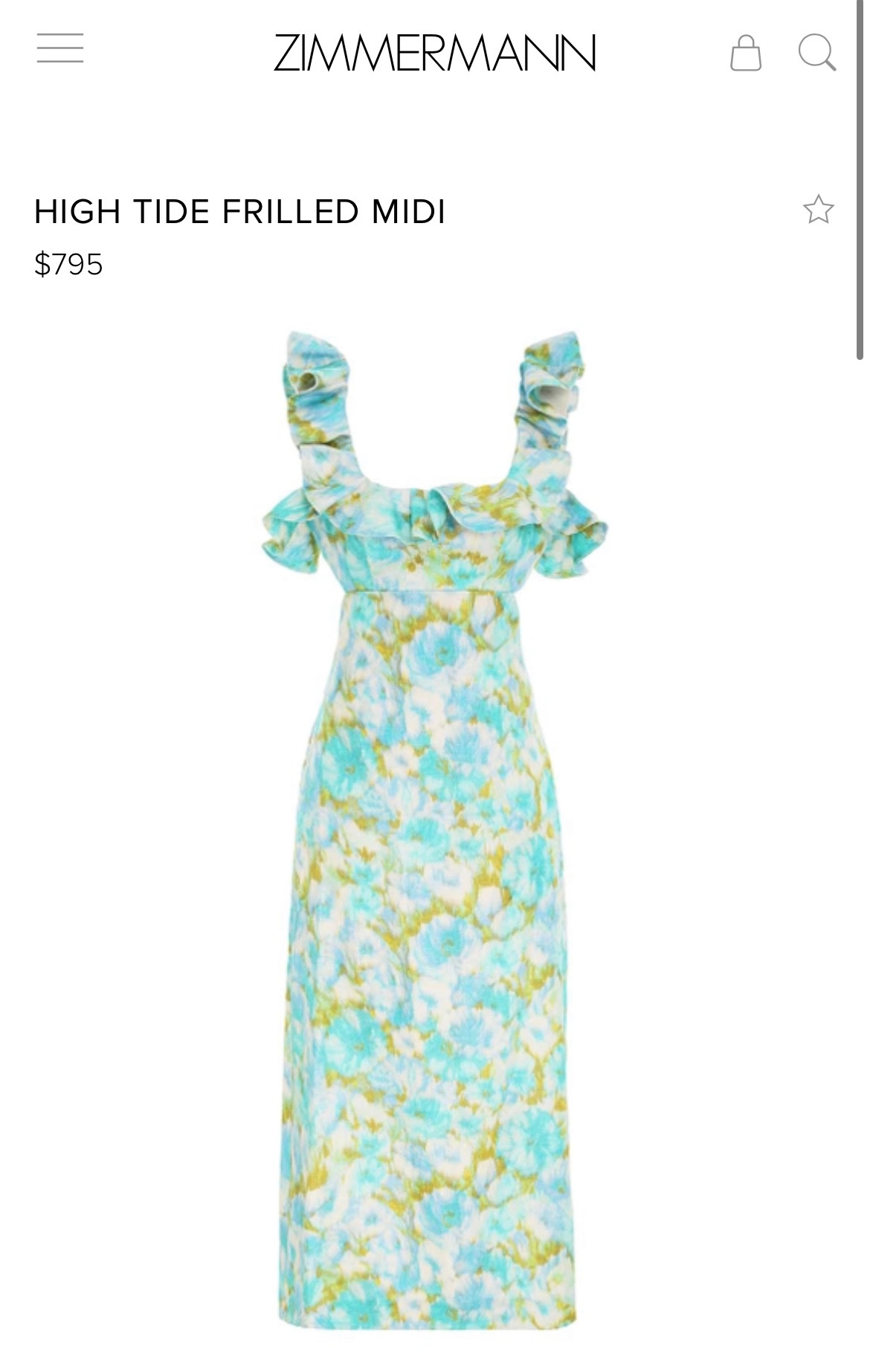 Cheap designer Zimmermann High Tied Frilled Midi