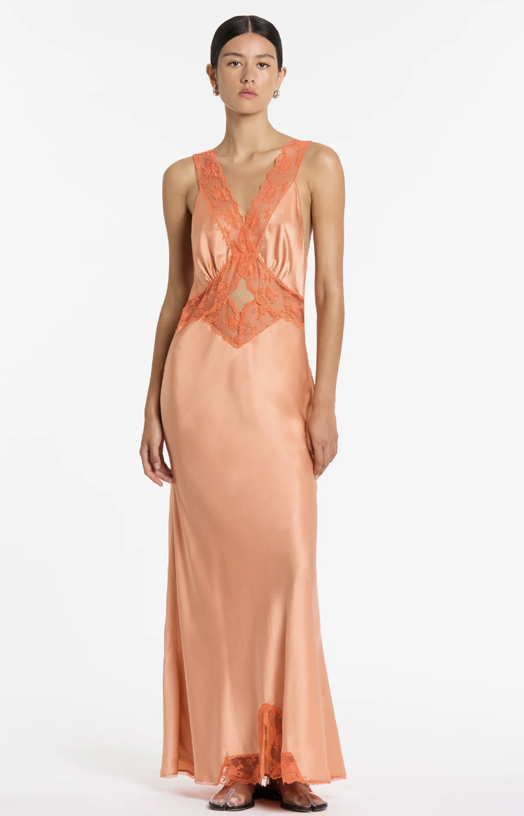 Borrow a Sir The Label Aries Cut Out Gown In Peach