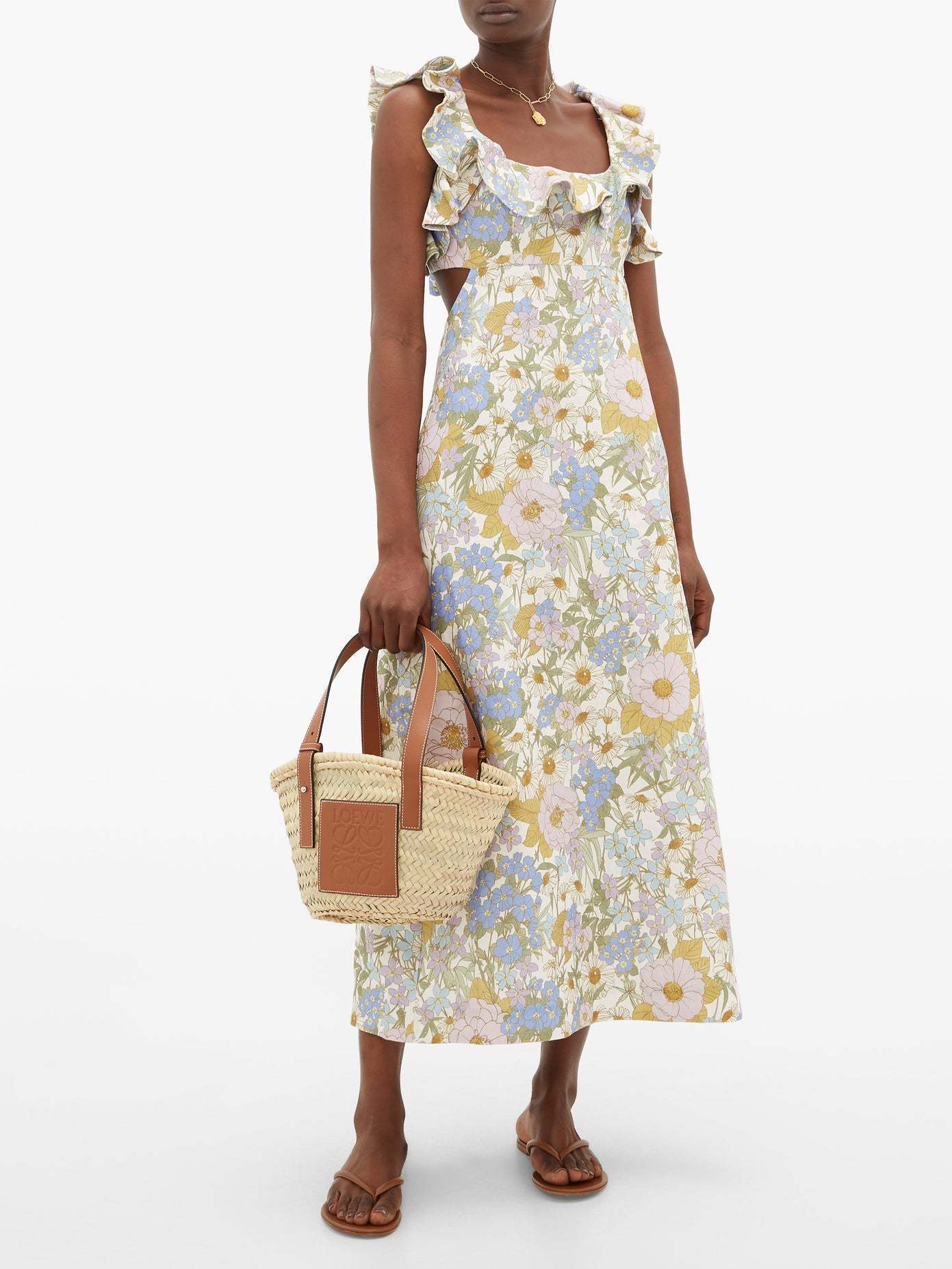 Affordable Zimmermann Super Eight Frilled Midi Dress