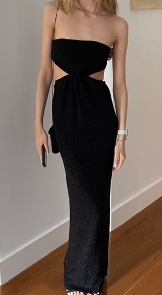 For rent a Natalie Rolt Olympia Gown In Metallic Black