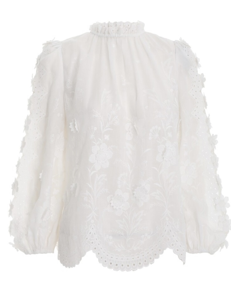 Formal rental ZIMMERMANN Rosa Embroidered Top Ivory 2