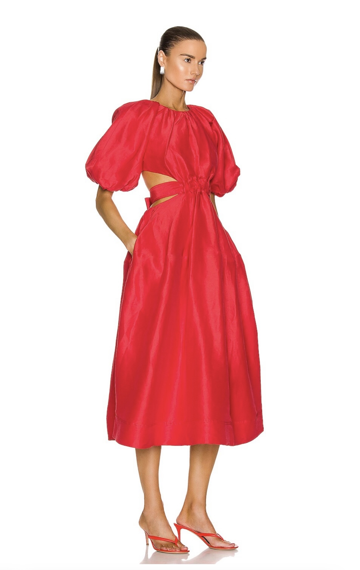 Loan a Aje Mimosa Red Cut Out Midi Dress Aje