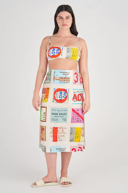 Cheap designer Oroton Ticket Print Skirt