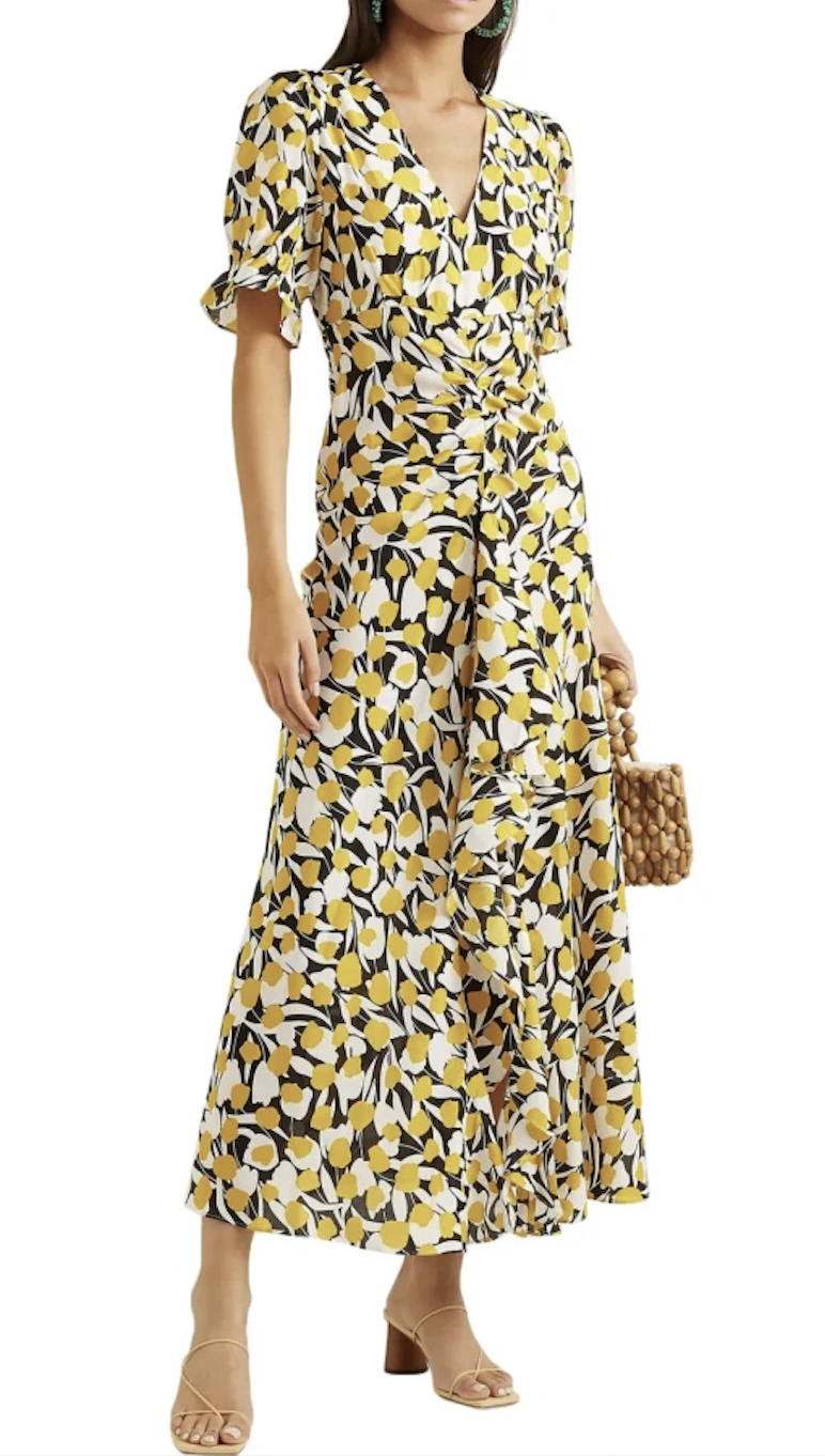 Borrow a Rixo London Ariel Ruffled Floral Print Cotton And Silk Blend Dress