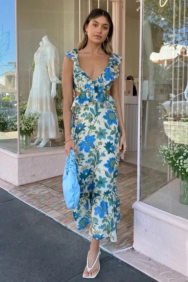 Rent a Sir The Label Celia Frill Midi Dress