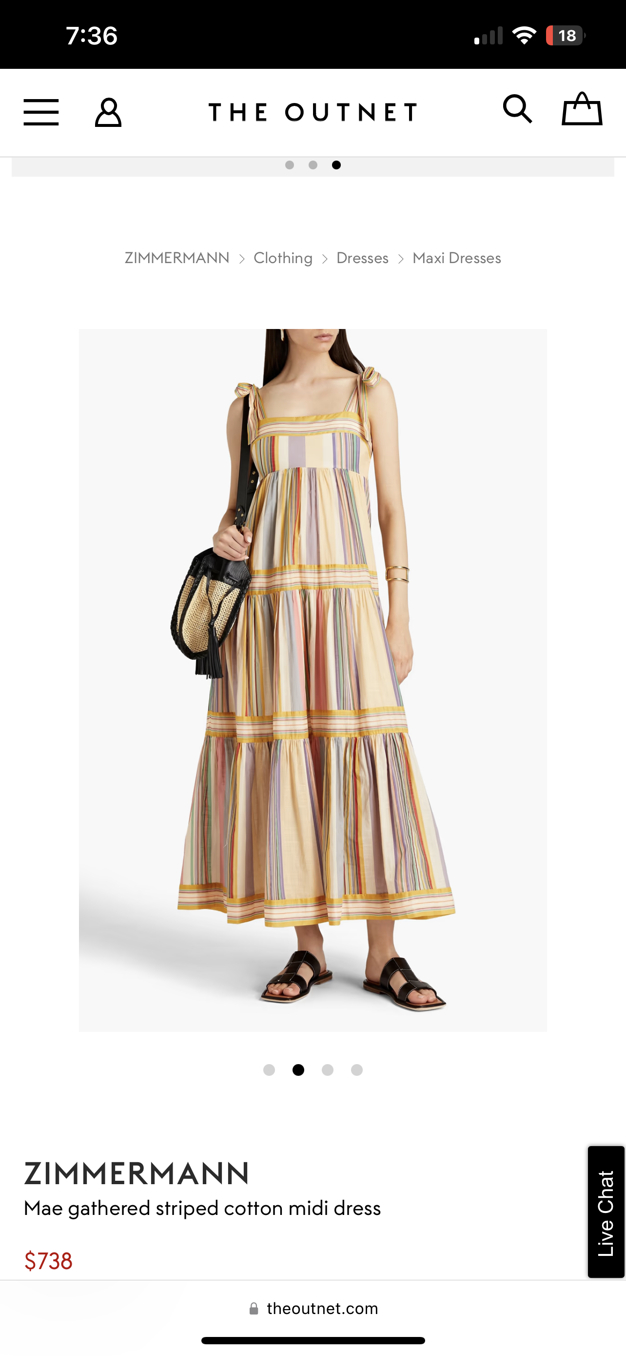 Loan a Zimmermann Mae Gathered Striped Cotton Midi Dress