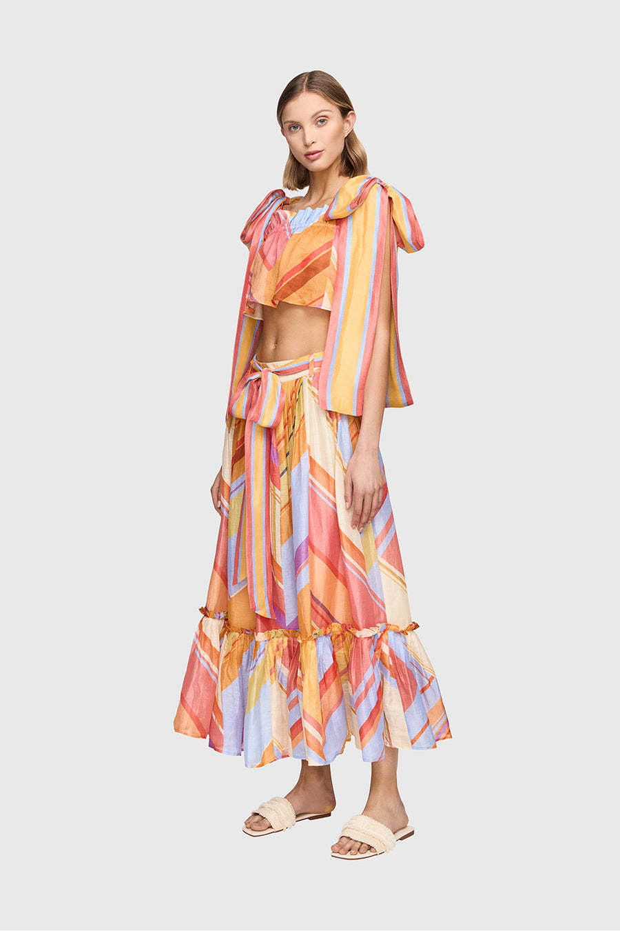 Affordable Leo Lin Macedonian Silk Linen Top & Skirt