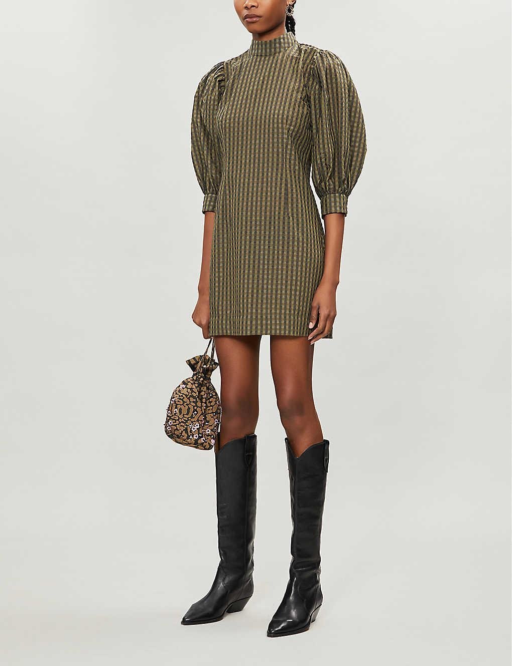 Formal rental Ganni Ganni Puff Mini Green Gingham