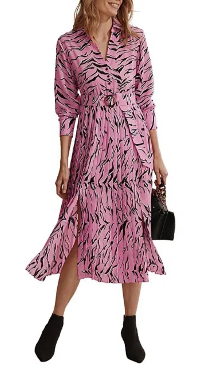Hire a Country Road Print Pleated Shirt Dress