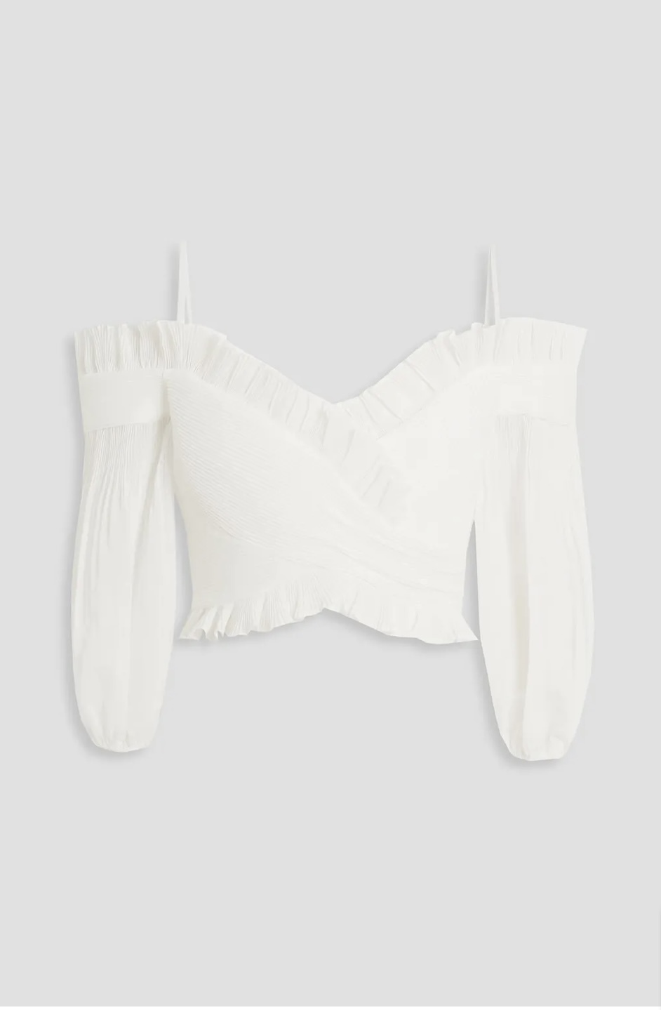 Loan a Zimmermann Off The Shoulder Cropped Plissé Georgette Top