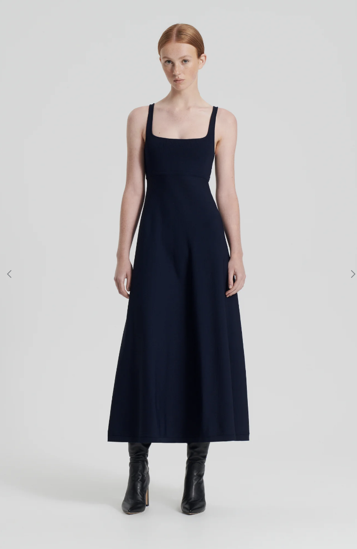 Designer rental Scanlan Theodore Crepe Knit Square Neck Dress