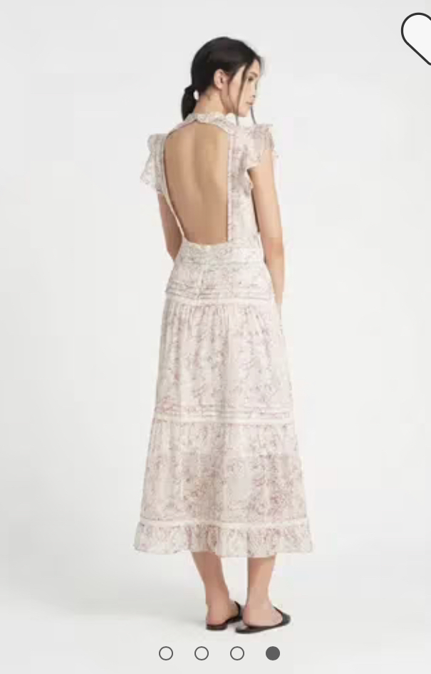 Designer rental Sir The Label Sir The Label Caprice Ruffled Floral Print Cotton Dress Pink/Ivory