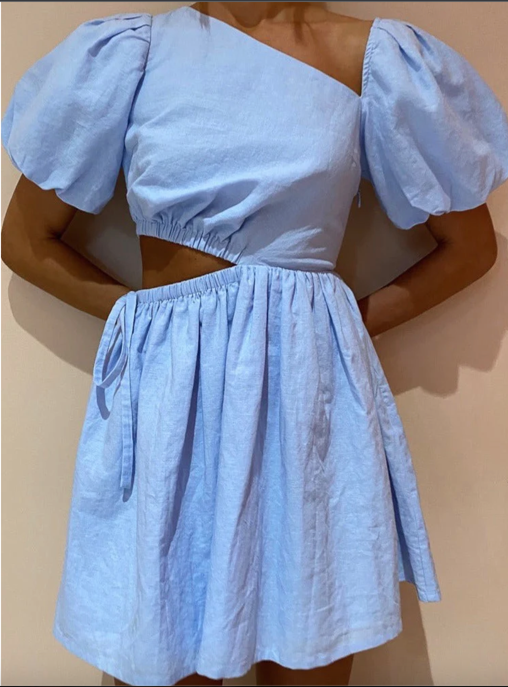 Affordable By Nicola Gabriella Asymmetrical Mini Dress   Sky