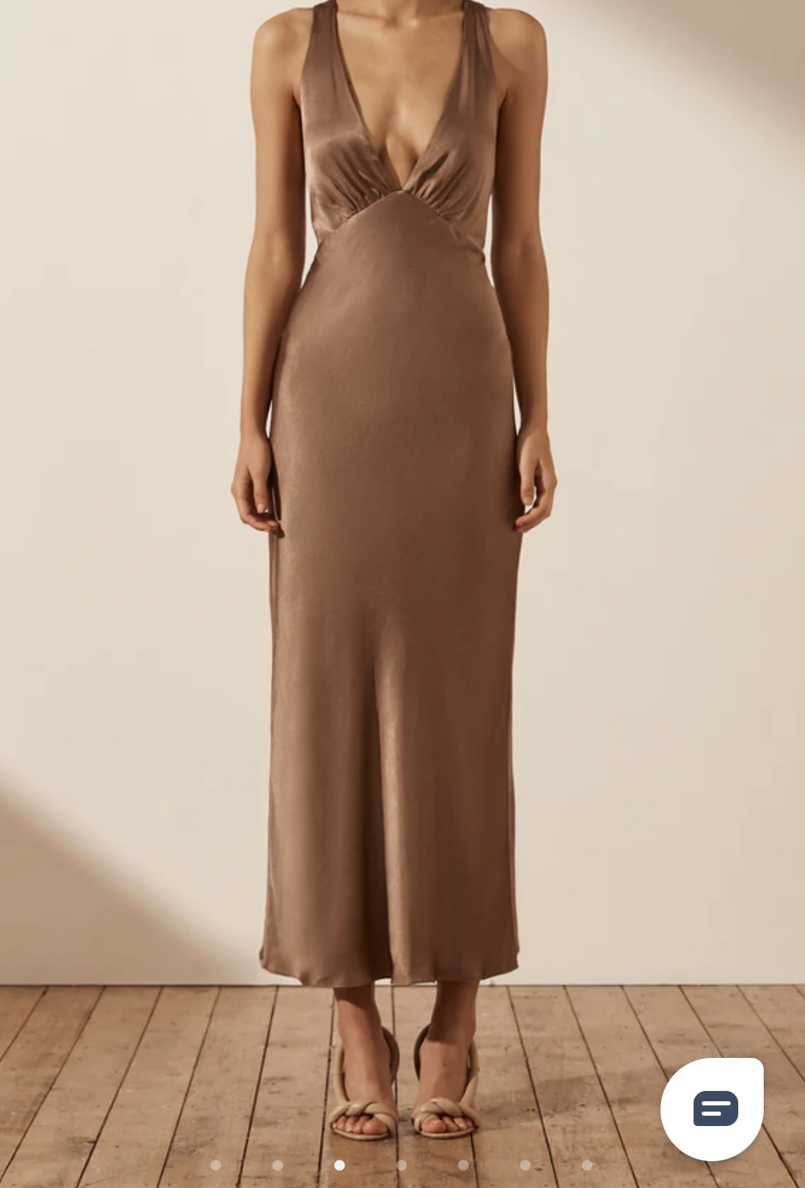 Formal rental Shona Joy Milo Plunged Cross Back Midi Dress Cacao