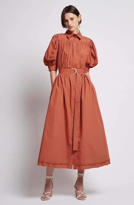 Affordable Aje Manifest Midi Shirt Dress Rust