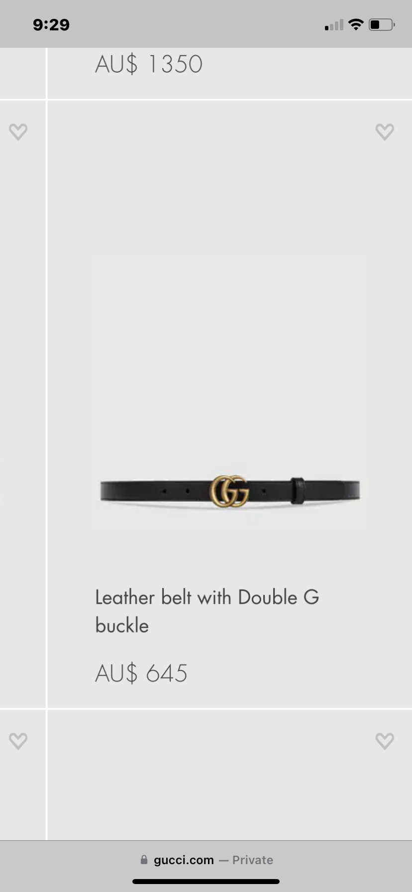 Formal rental Gucci Belt G
