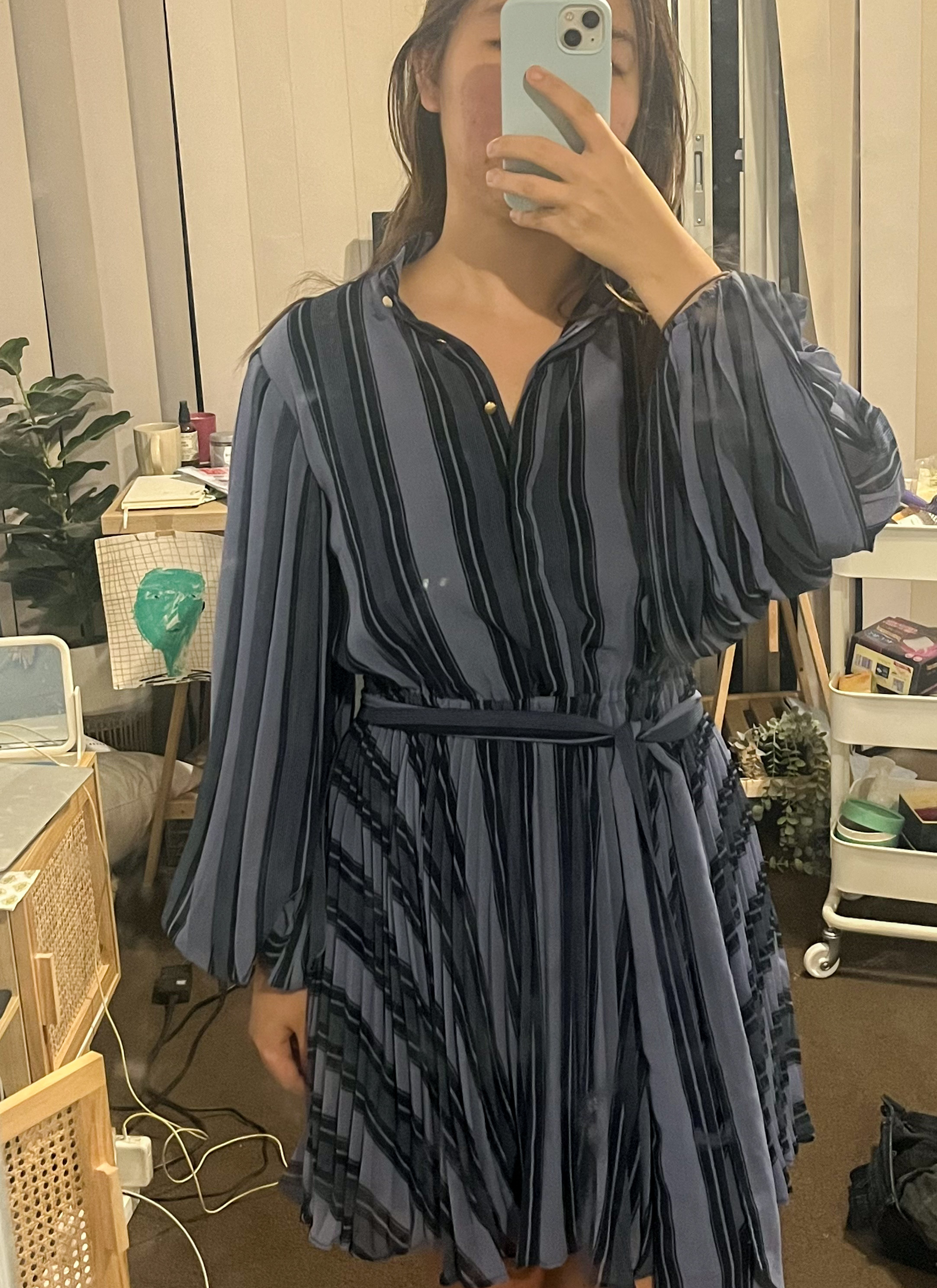 For rent a Keepsake The Label Keepsake The Label Long Sleeve Mini Dress Blue Stripe