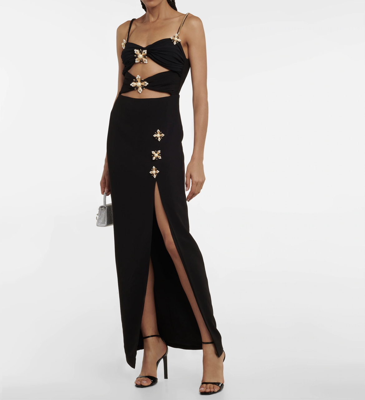 Rent a Self Portrait Embellished Cutout Crepe Maxi Dress