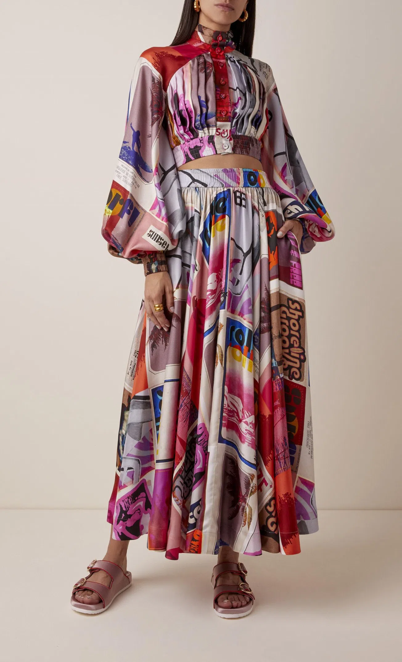 Affordable Zimmermann Wavelength High Collar Blouse Print