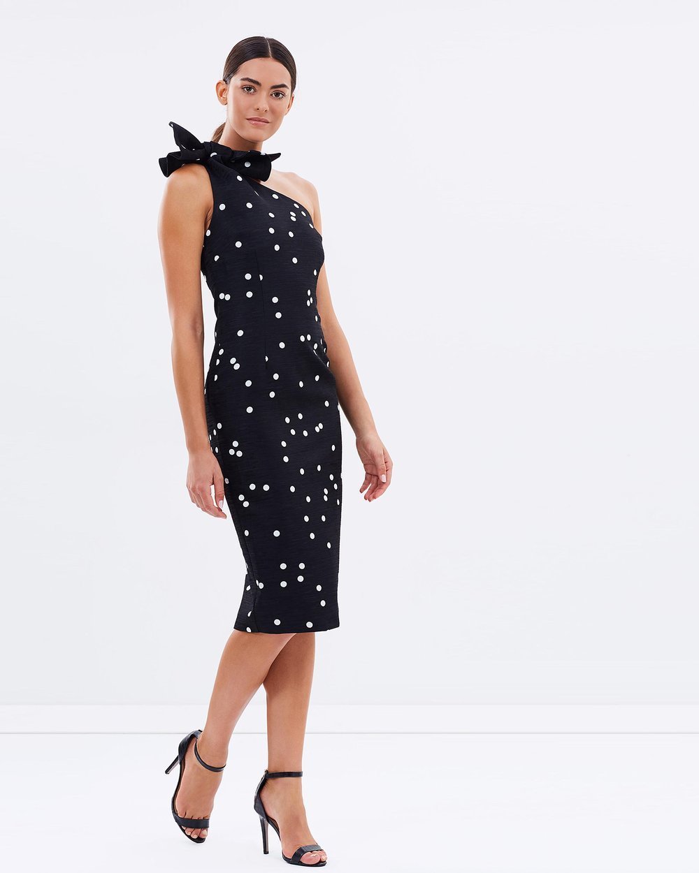 Designer rental By Johnny Confetti Knot Shoulder Dress