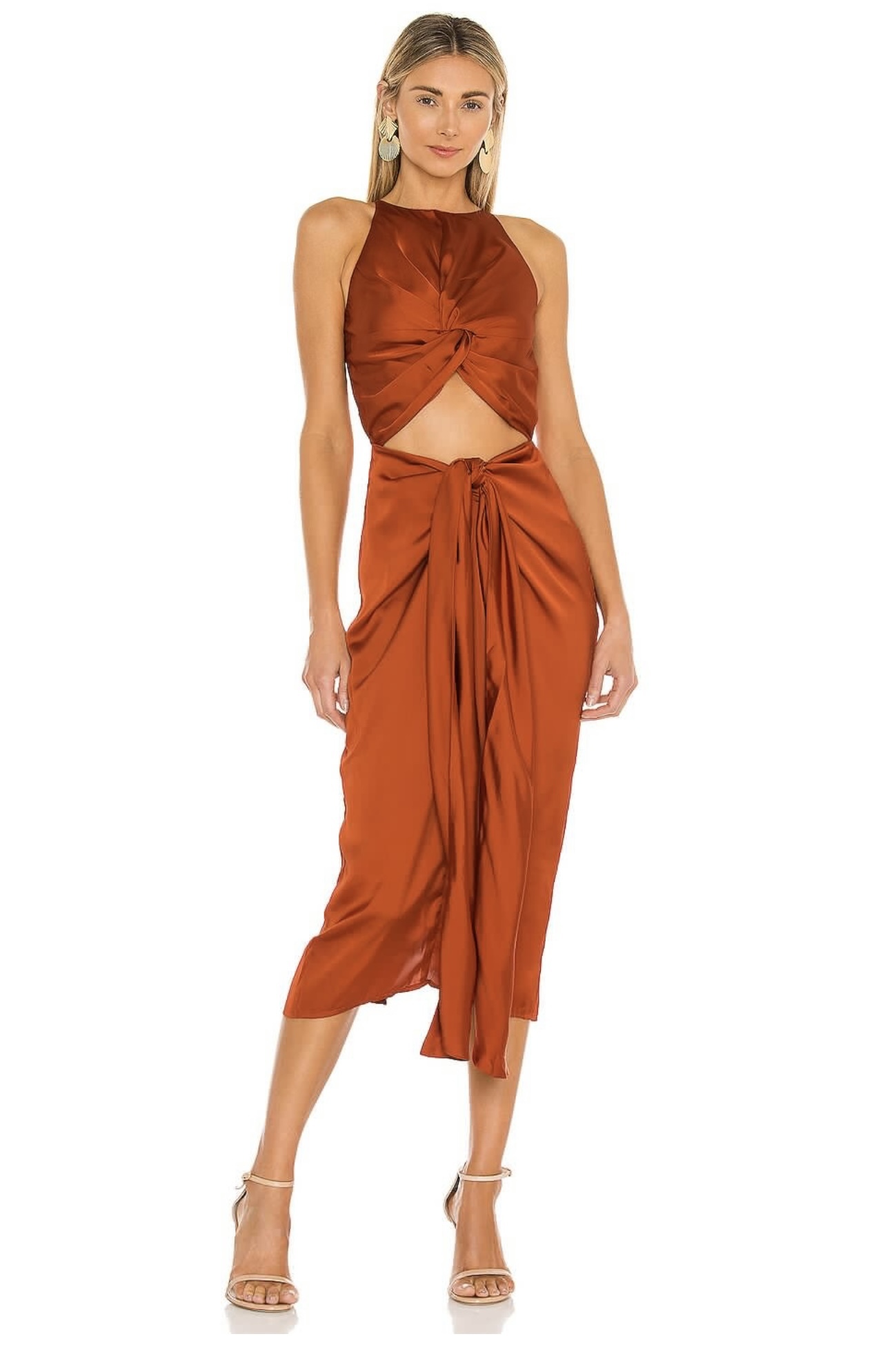 For rent a Andrea Iyamah Reni Knotted Dress In Orange