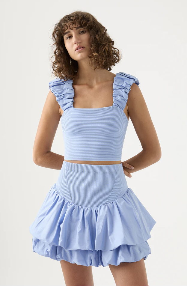 Cheap designer Aje Turner Bubble Skirt And Allard Ruched Strap Knit Top (Set)