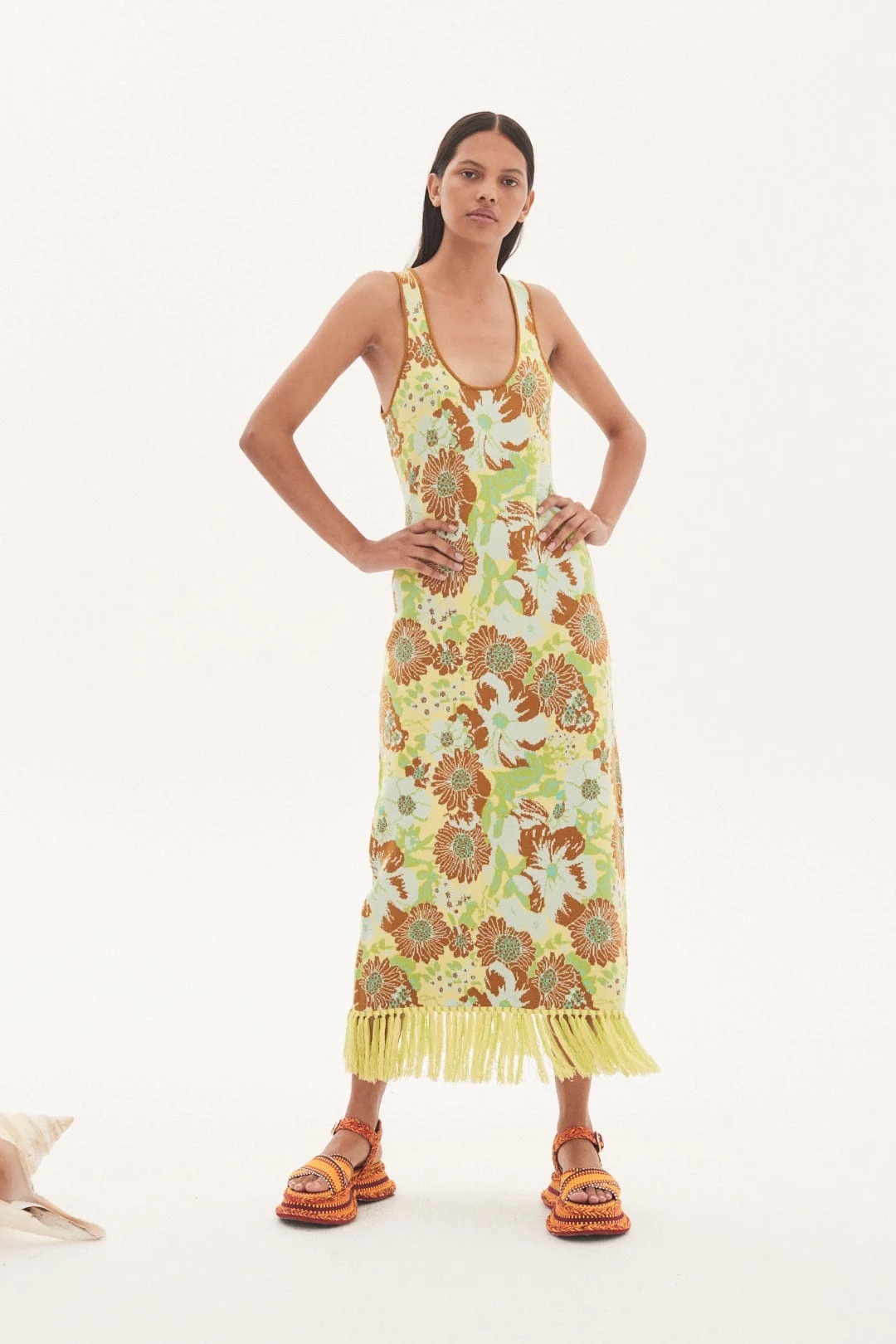 Designer rental Alemais Wrenly Knit Midi Dress In Lime