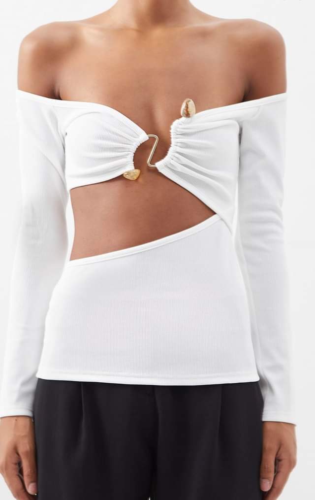 Rent a Christopher Esber Distorted Quartz Cutout Jersey Top White
