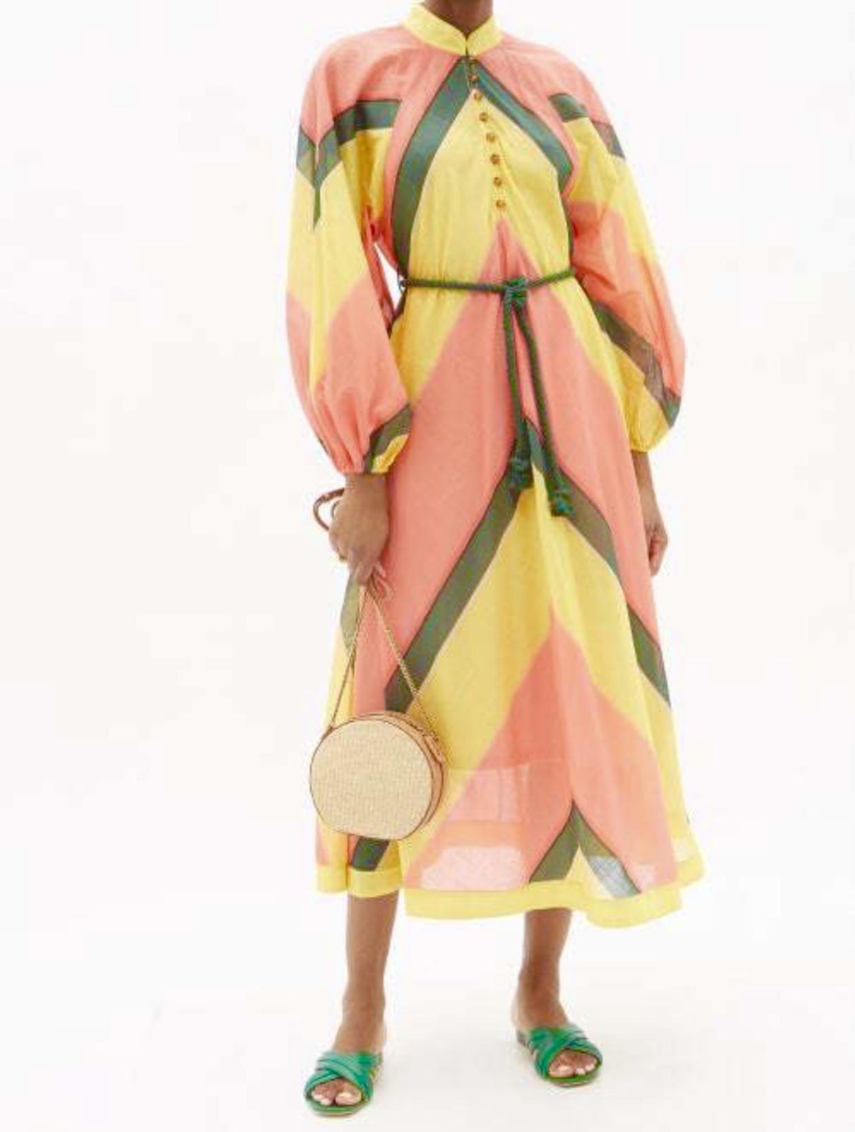 Loan a Zimmermann Estella Chevron Stripe Cotton Voile Midi Dress