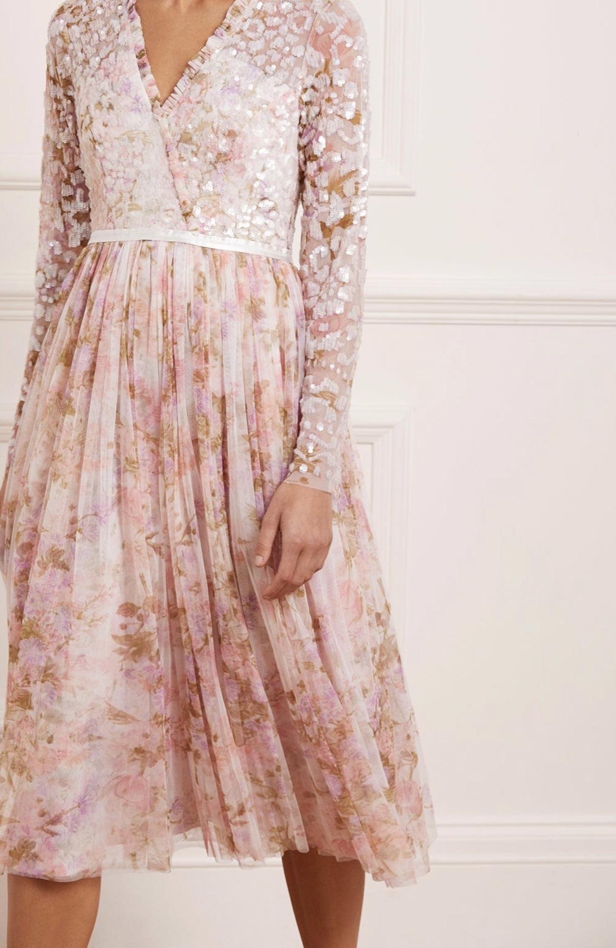 Designer rental Needle & Thread Darling Meadow V Neck Bodice Midaxi Dress