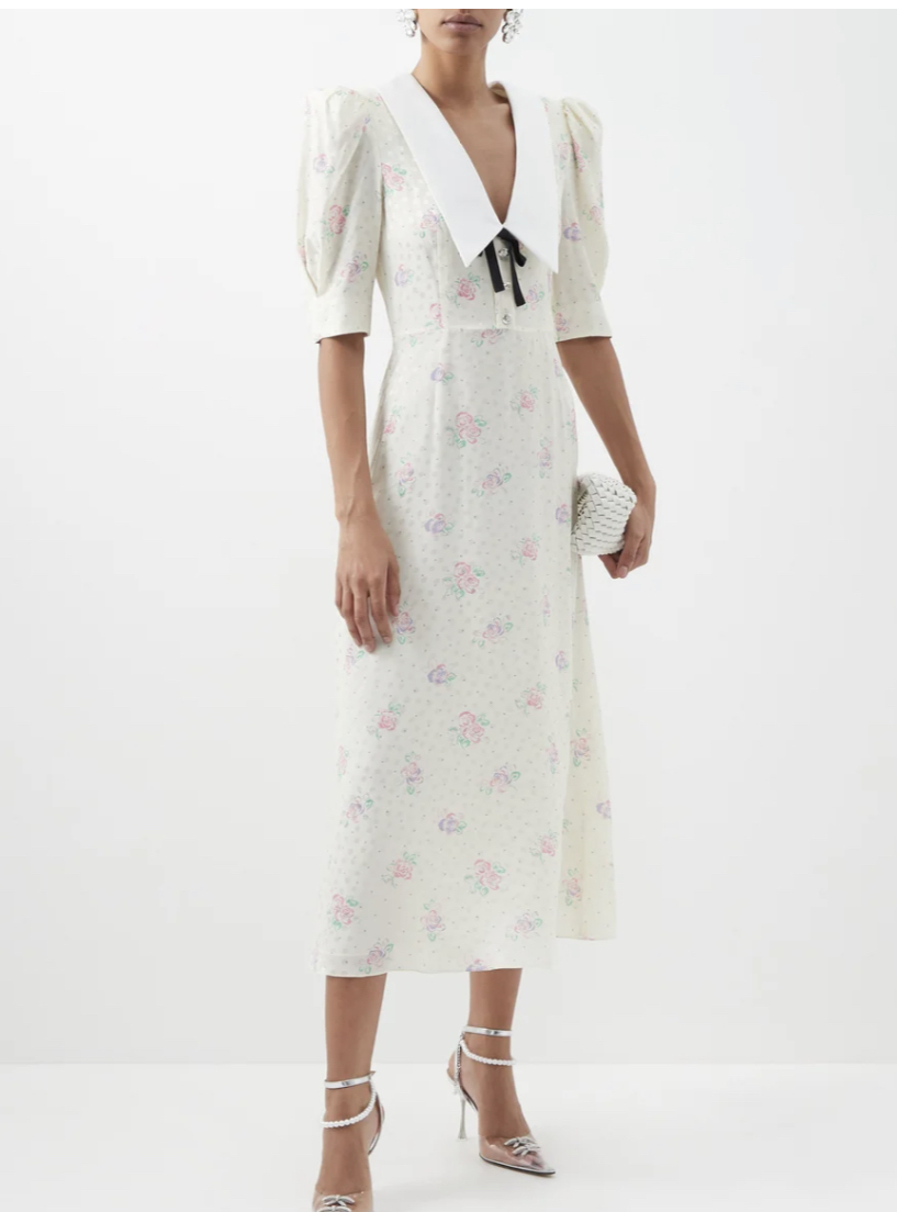 For rent a Alessandra Rich Floral Silk Jacquard Midi Dress