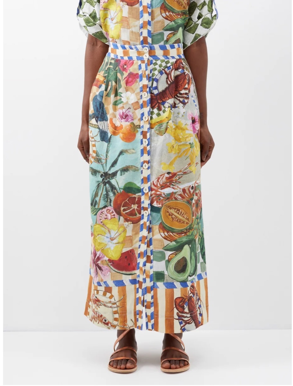 Rent a Alemais Theo Printed Linen Skirt