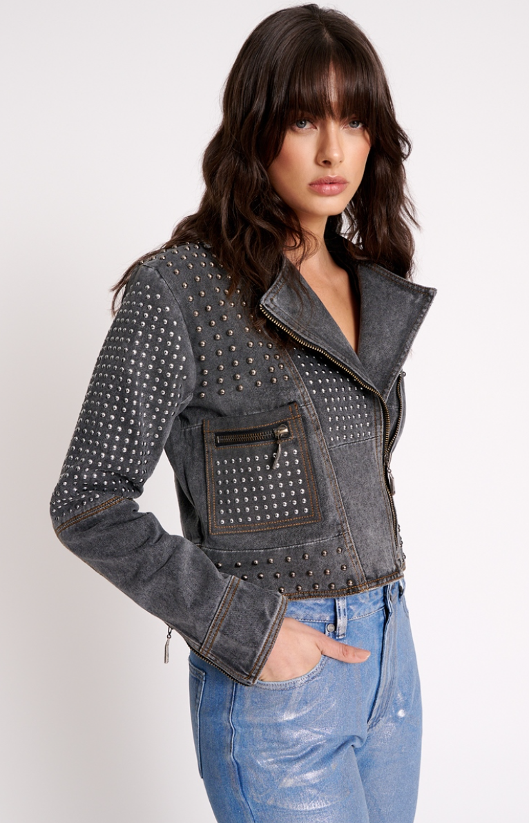 Loan a One Teaspoon Rebel Rebel Studded Denim Jacket
