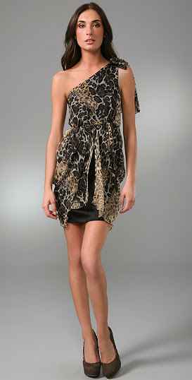Hire a Alice + Olivia Leopard Print Off Shoulder Silk Dress