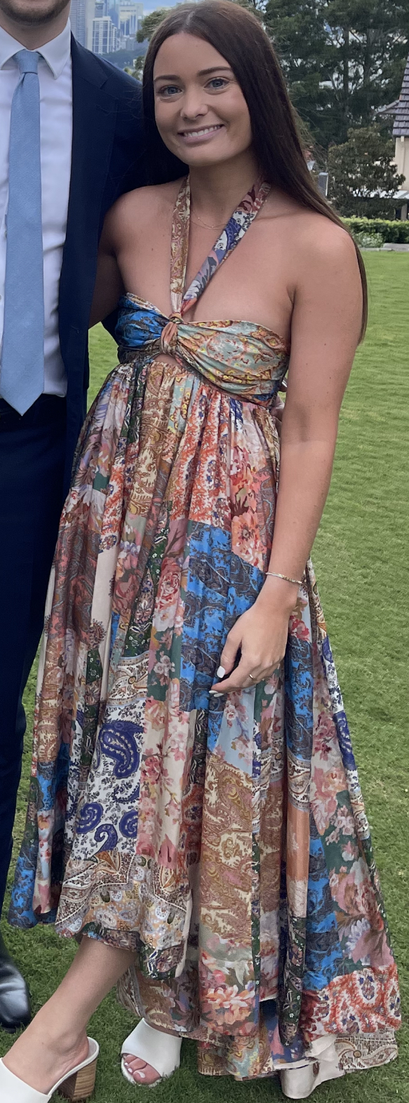 Rent a Zimmermann Devi Pleated Paisley Print Silk Halterneck Midi Dress