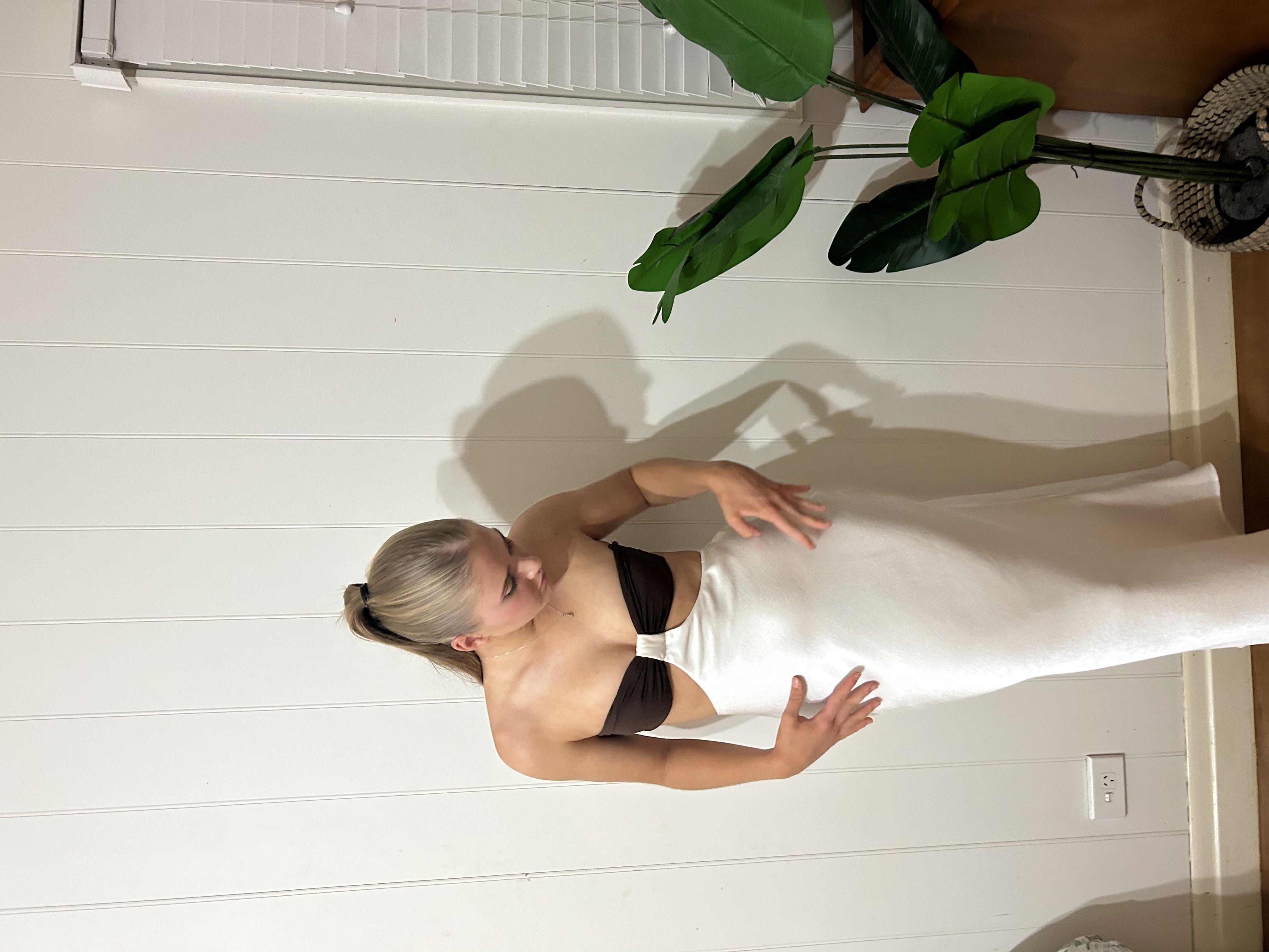 Hire a Bec & Bridge Nadia Cut Out Dress In Ivory/Chocolate