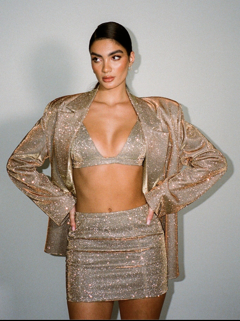 For rent a Sla The Label Bronze Sloane Skirt