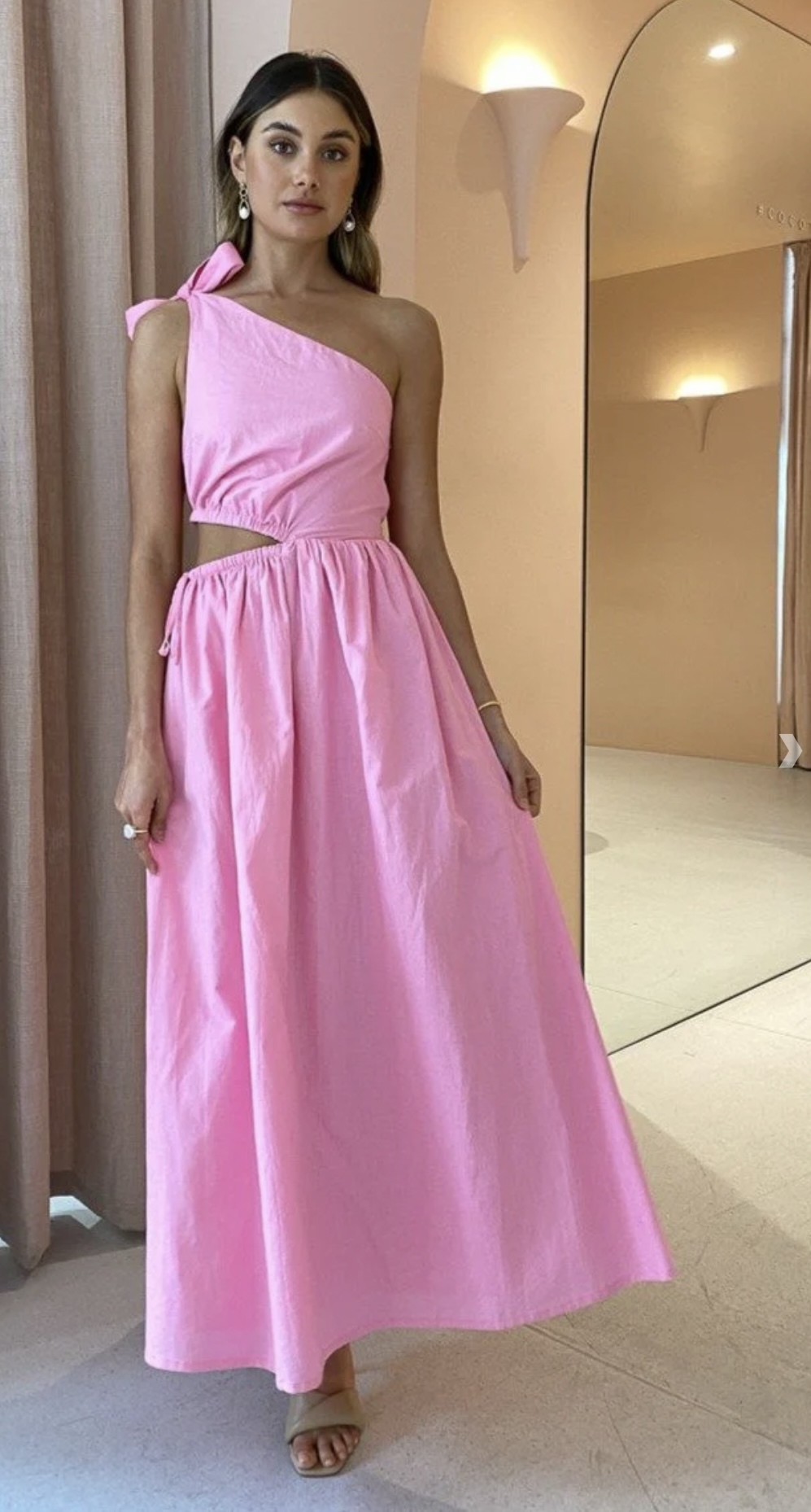 Hire a By Nicola By Nicola By Nicola Gabriella One Shoulder Midi Dress In Pink Grapefruit Size 12