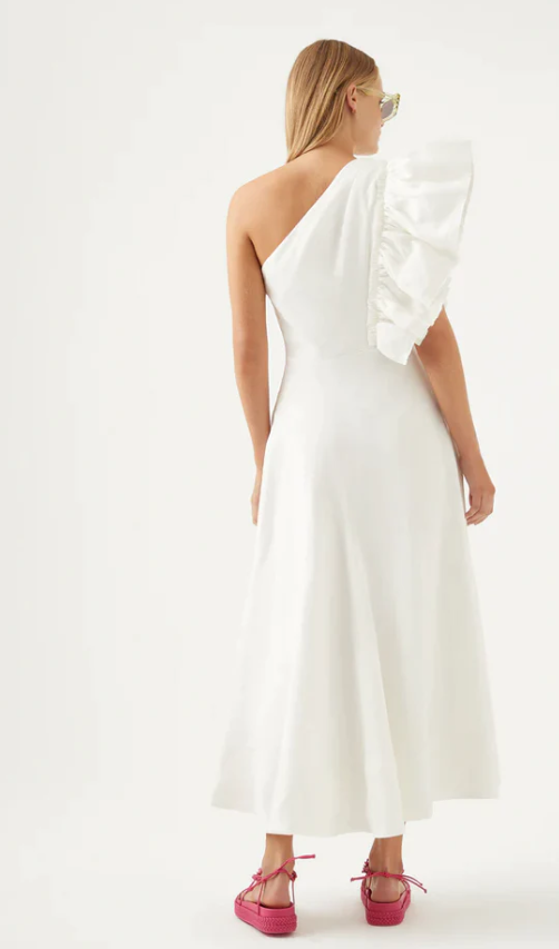 Borrow a Aje Bonjour Asymmetric Midi Dress