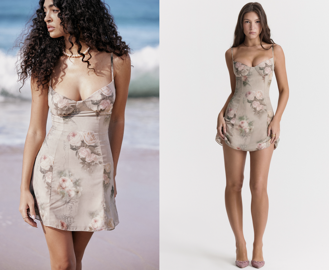 Designer rental House Of Cb Christiana Vintage Floral Mini Dress