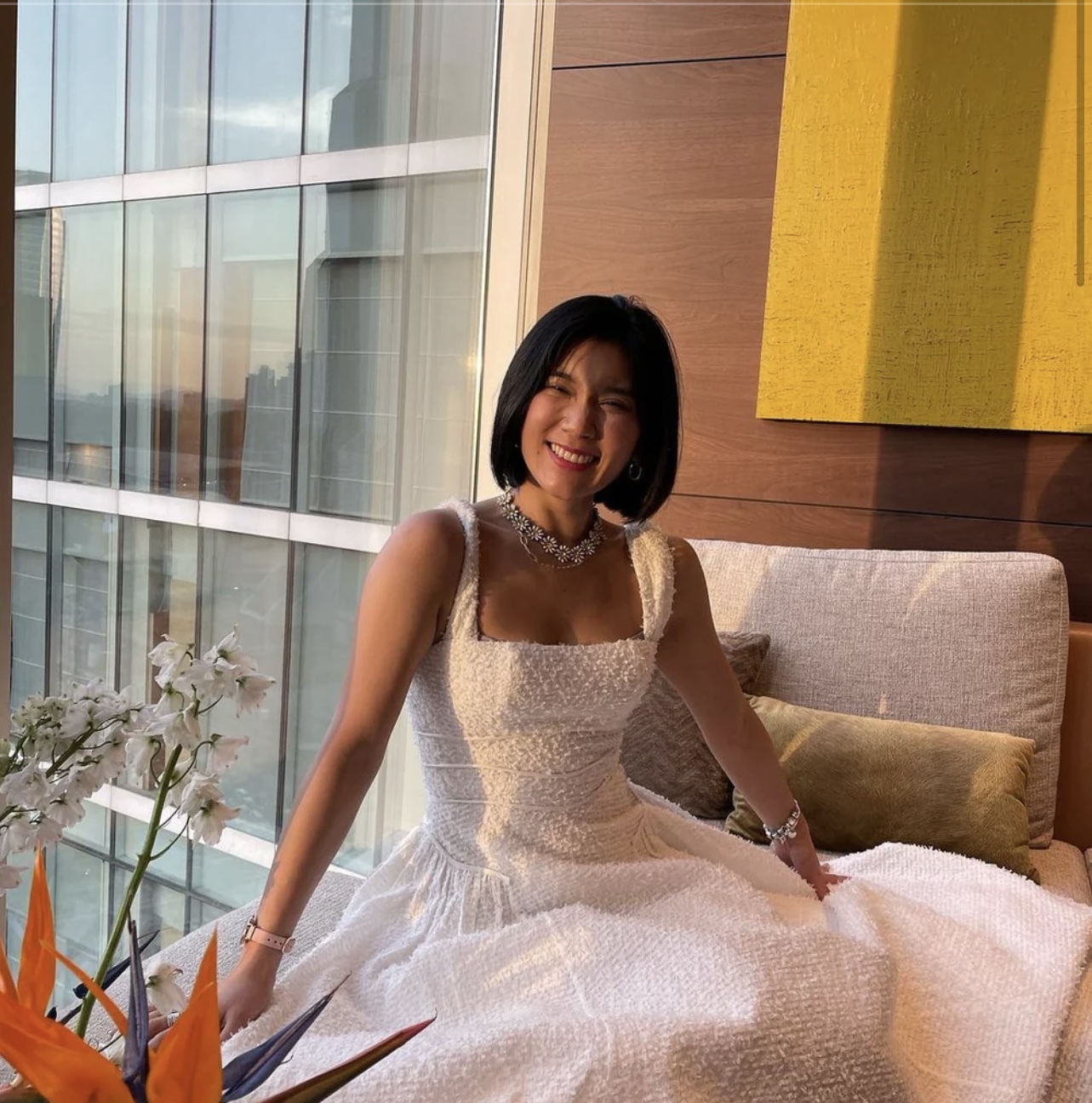 Formal rental Rachel Gilbert Siala Strap Dress   Ivory